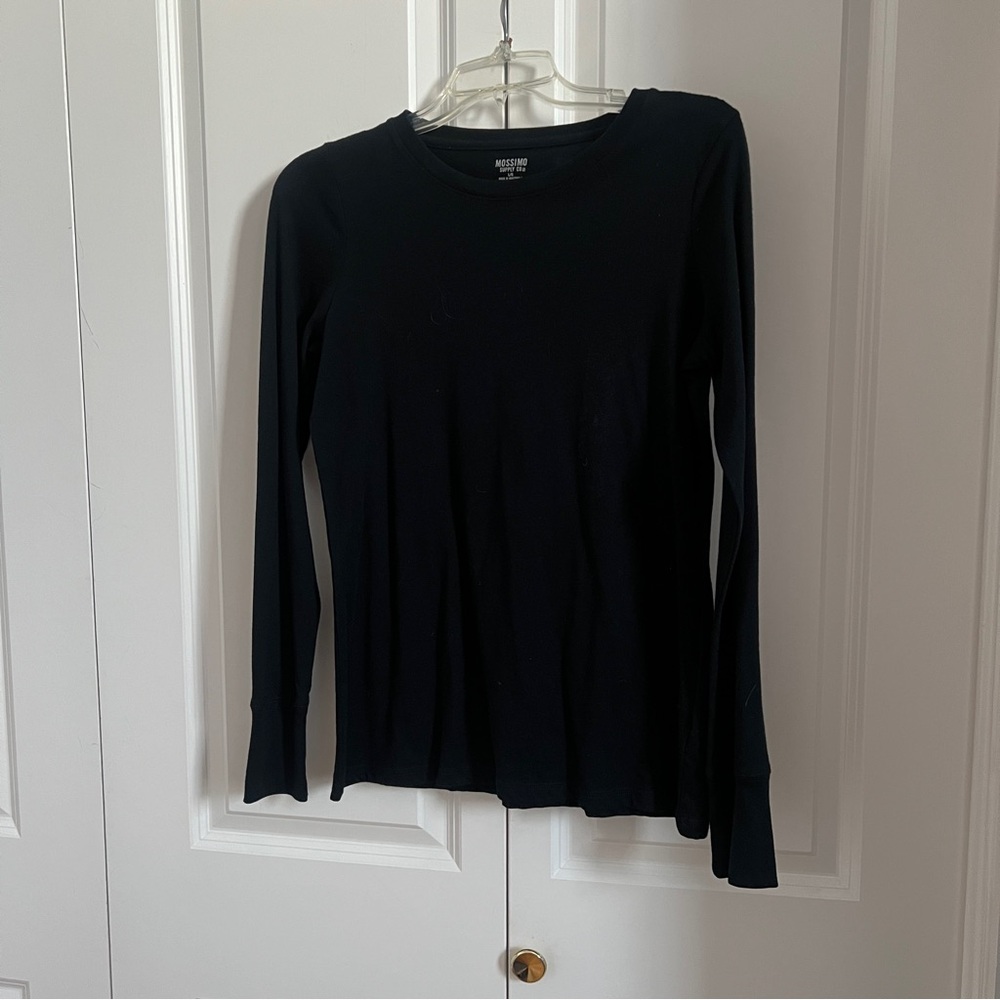 Mossimo T L Long Sleeved Black  Scoop Neck Sz L